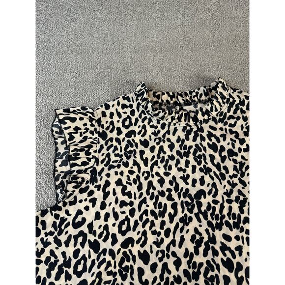 Womens Blouse Sleeveless Leopard Print Ruffle Career Size XL - Picture 3 of 7